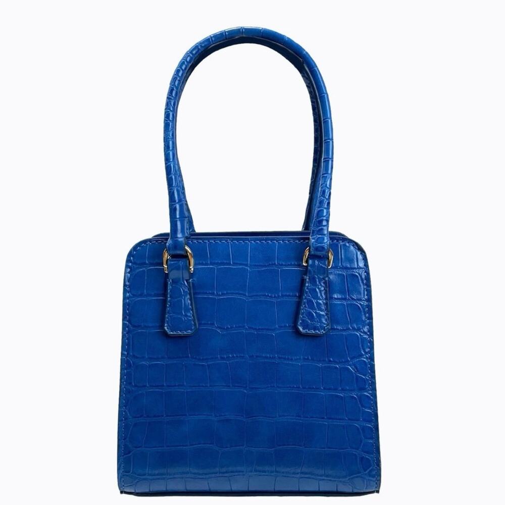 Poppy‎ Lissiman Crikey BB Mini Top-Handle Bag in Electric Blue Faux-Croc Leather - Picture 4 of 4